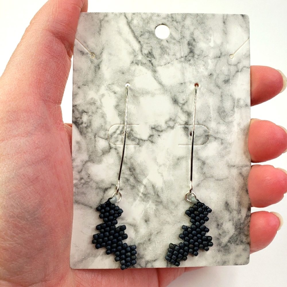 Black Bat Earrings Mini Long Drop